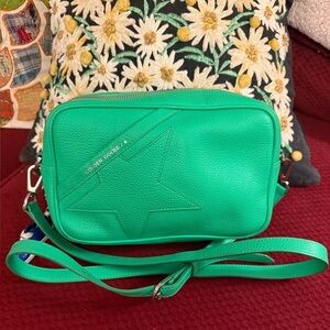 Golden Goose Star Patch Leather Crossbody Bag Green